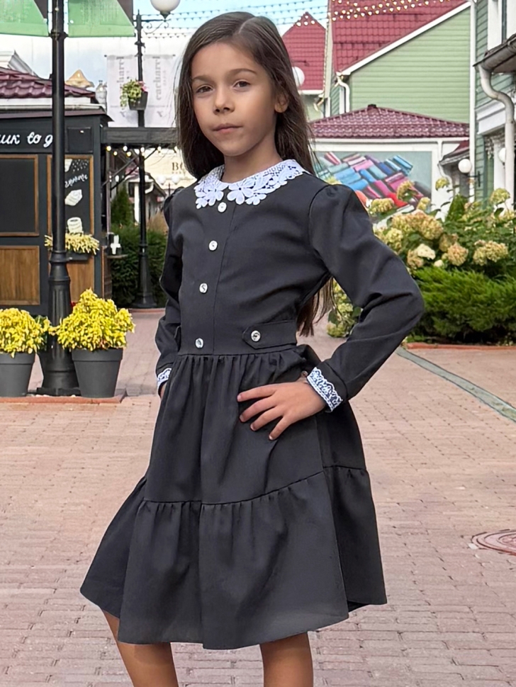 Платье для девочки школьное БУШОН SK12, цвет графит - 