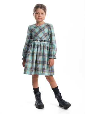Платье для девочек Mini Maxi, модель 7351, цвет бирюзовый/клетка