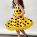 Платье для девочки нарядное БУШОН ST20, стиляги цвет желтый, желтый пояс, принт т-синий горох