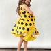 Платье для девочки нарядное БУШОН ST20, стиляги цвет желтый, желтый пояс, принт т-синий горох