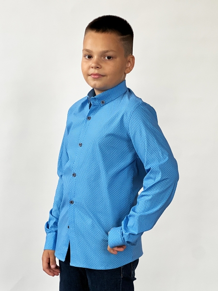 Рубашка для мальчика стрейч БУШОН, цвет голубой - Рубашки с длинным рукавом