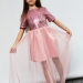 Платье для девочки нарядное БУШОН ST540, цвет пудровый/розовый