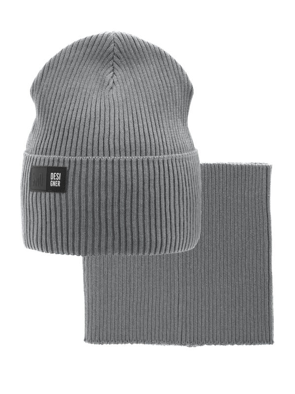 Комплект Пазл, Миалт темно-серый, весна-осень - Комплект: шапочки и шарф