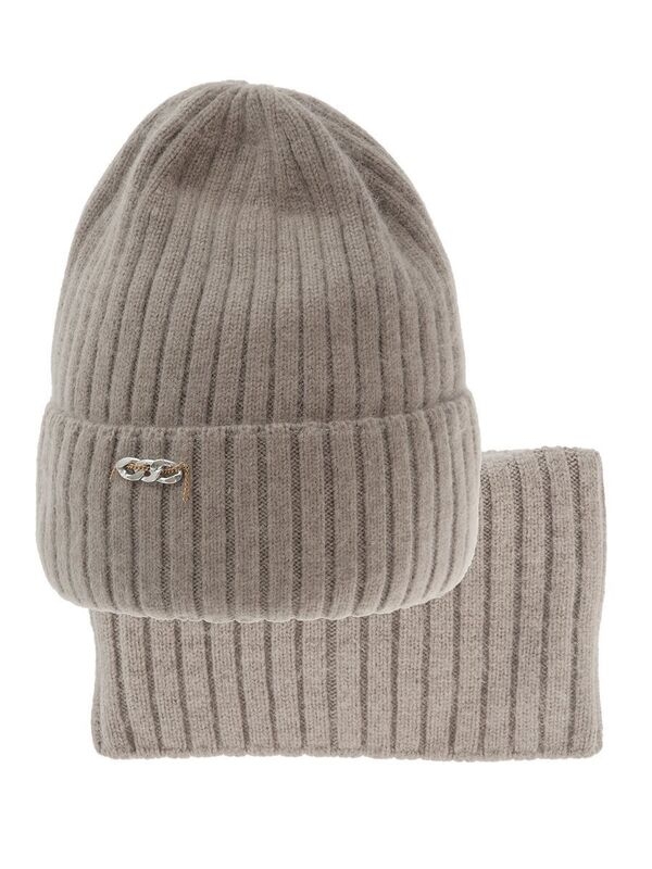 Комплект для девочки Сицилия, Миалт темно-бежевый, зима - Комплекты: шапка и шарф