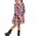 Платье для девочек Mini Maxi, модель 7351, цвет розовый/мультиколор/клетка
