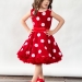 Платье для девочки нарядное БУШОН ST20, стиляги цвет красный, красный пояс, принт св-розовый горох