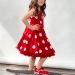 Платье для девочки нарядное БУШОН ST20, стиляги цвет красный, красный пояс, принт св-розовый горох