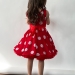 Платье для девочки нарядное БУШОН ST20, стиляги цвет красный, красный пояс, принт св-розовый горох