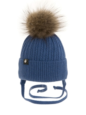 Шапка для мальчика Пончик, Миалт джинсовый, зима