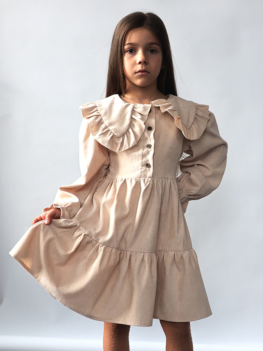 Платье для девочки школьное БУШОН ST74, цвет бежевый - 