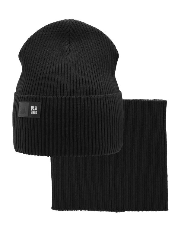 Комплект Пазл, Миалт черный, весна-осень - Комплект: шапочки и шарф