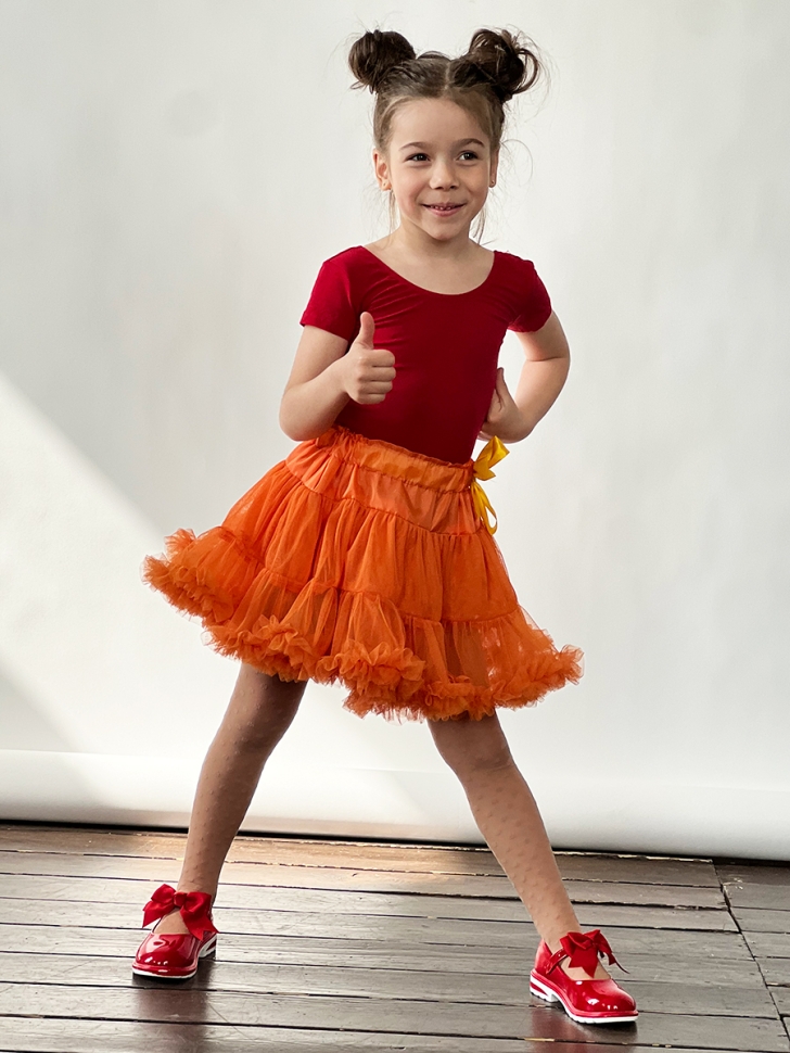 Юбка-американка для девочек БУШОН, модель ST91, цвет оранжевый - Юбки для девочек