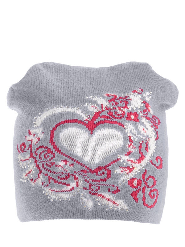 Шапка для девочки Рамочка, Миалт светло-серый/красный, весна-осень - Для девочек весна-осень