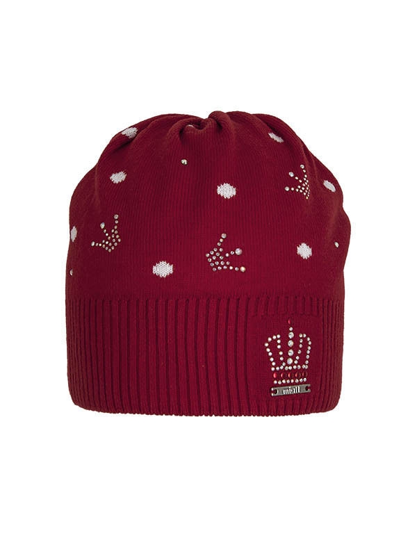 Шапка для девочки Золушка, Миалт светло-красный/ультрабелый - Для девочек весна-осень