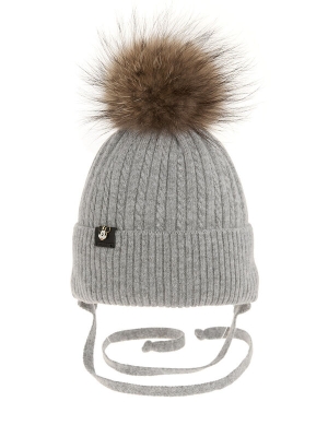 Шапка для мальчика Пончик, Миалт светло-серый, зима