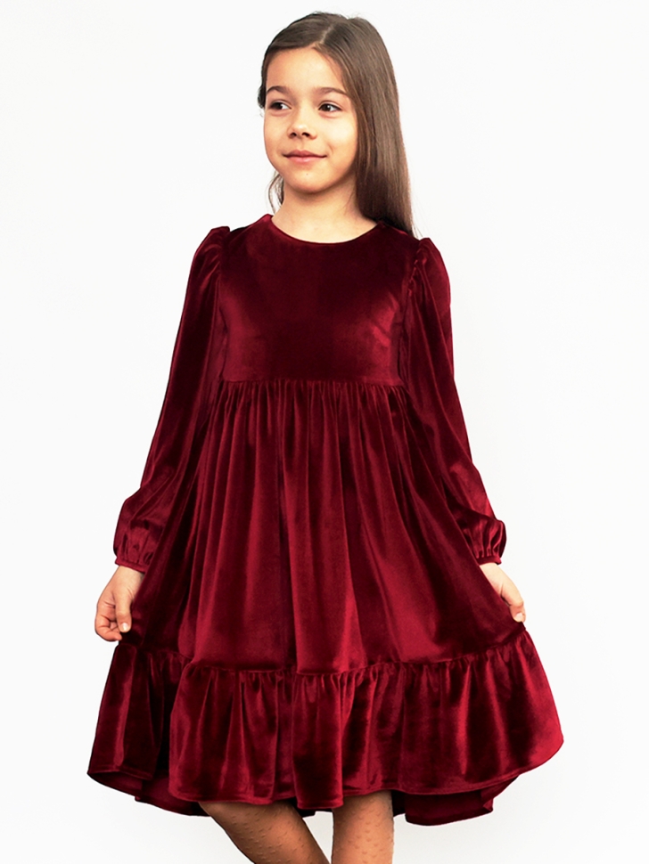 Платье велюровое нарядное БУШОН ST63, цвет бордовый - Платья коктельные / вечерние