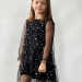 Платье для девочки нарядное БУШОН ST53, цвет черный блестки/звезды