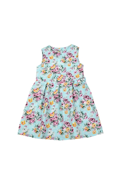 Платье для девочек Mini Maxi, модель 4590, цвет бирюзовый/мультиколор - Платья для девочек с коротким рукавом