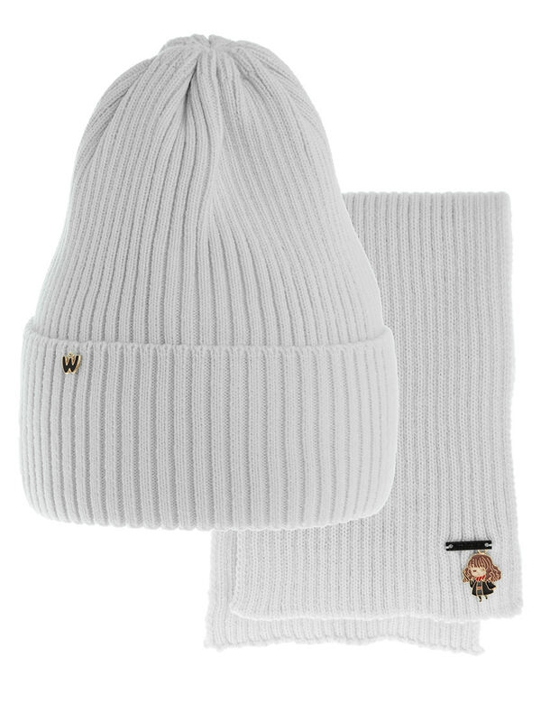 Комплект для девочки Мистика комплект, Миалт бледно-серый, весна-осень - Комплект: шапочки и шарф