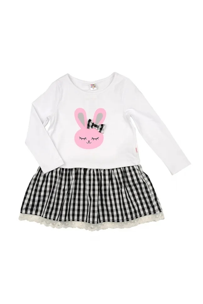 Платье для девочек Mini Maxi, модель 3799, цвет белый/клетка - Платья для девочек с коротким рукавом