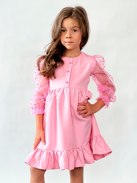 Платье для девочки нарядное БУШОН ST52, цвет розовый - Платья коктельные / вечерние