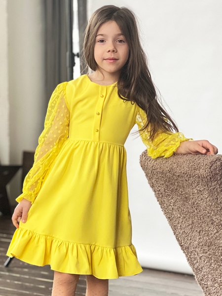 Платье для девочки нарядное БУШОН ST52, цвет желтый - Платья коктельные / вечерние
