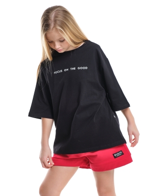 Футболка для девочек Mini Maxi, модель pw7452, цвет черный