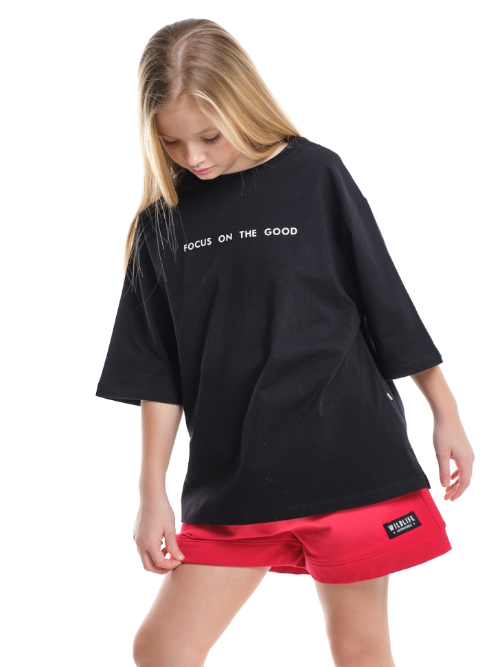 Футболка для девочек Mini Maxi, модель pw7452, цвет черный - Футболки для девочек