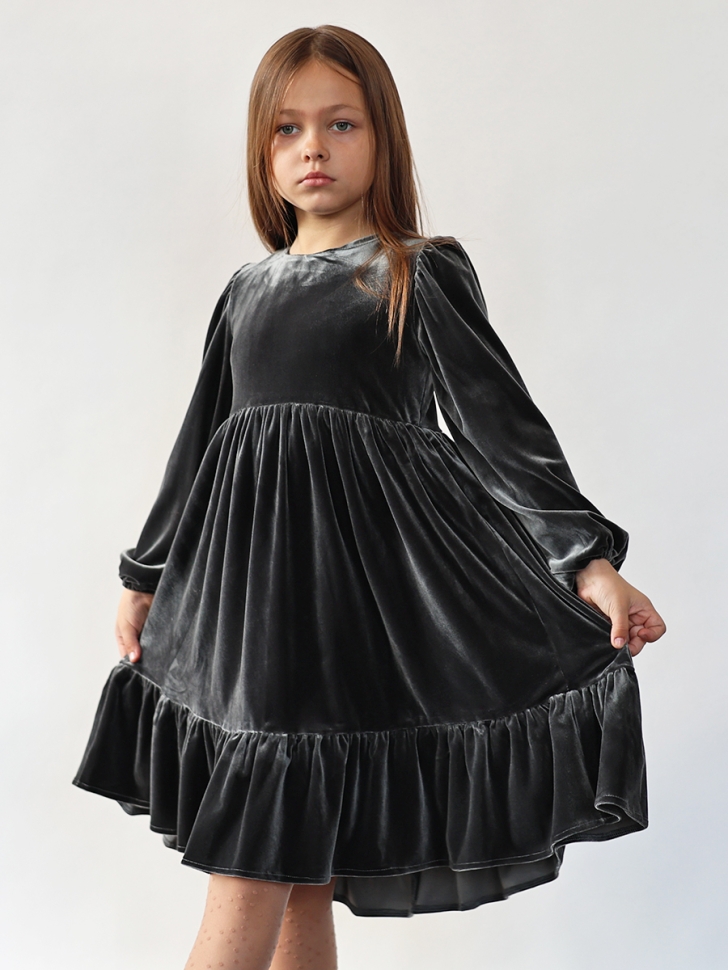 Платье велюровое нарядное БУШОН ST63, цвет графит - Платья коктельные / вечерние