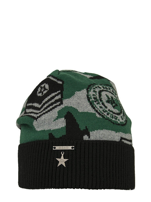 Шапка для мальчика Рекорд, Миалт черный/зеленый, весна-осень - Шапки весна-осень