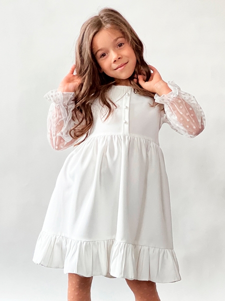 Платье для девочки нарядное БУШОН ST52, цвет белый - Платья коктельные / вечерние