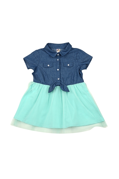 Платье для девочек Mini Maxi, модель 3984, цвет синий/бирюзовый - Платья для девочек с коротким рукавом