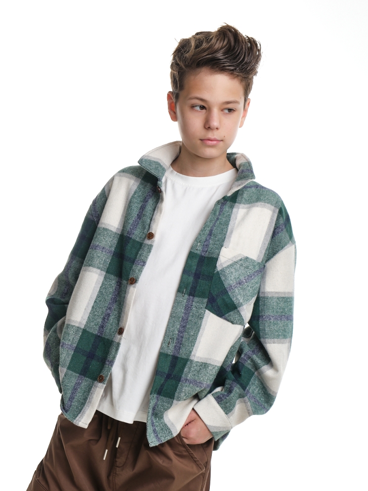 Рубашка для мальчиков Mini Maxi, модель 7454, цвет зеленый - Рубашки с длинным рукавом