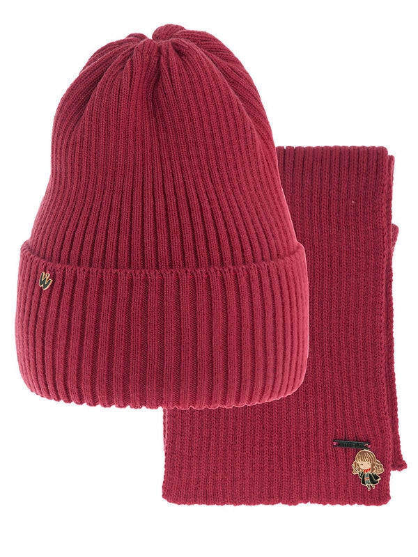 Комплект для девочки Мистика, Миалт томатный, весна-осень - Комплект: шапочки и шарф