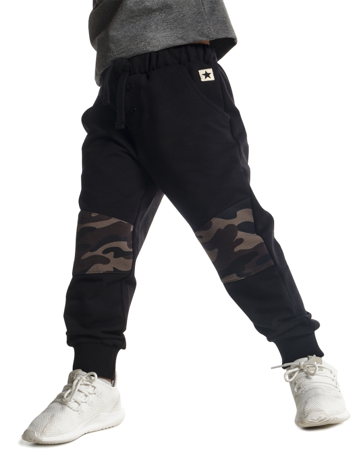 Брюки для мальчиков Mini Maxi, модель 6805, цвет черный/камуфляж - Брюки спортивные (джогеры)