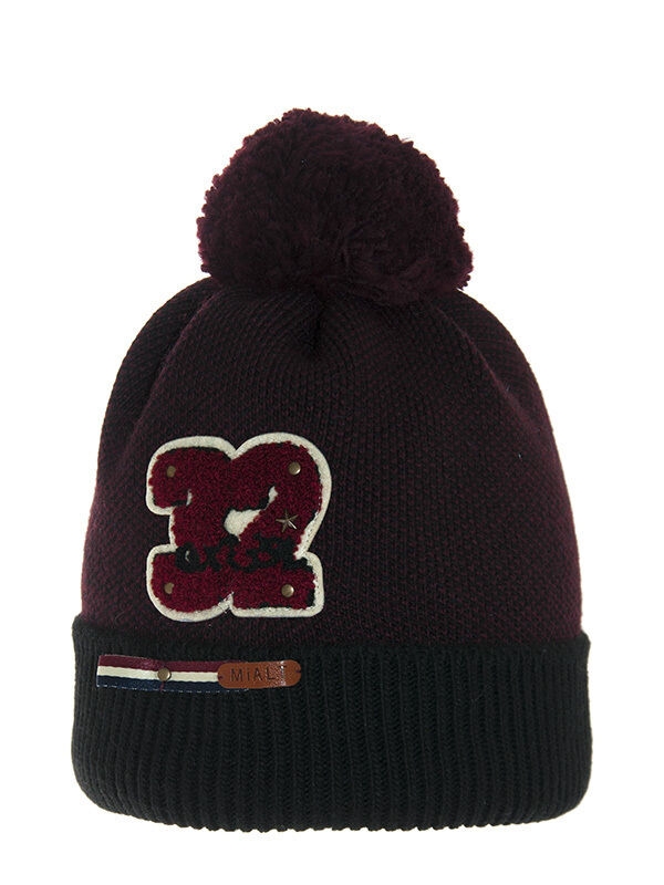 Шапка для мальчика Офсайд, Миалт черный/винный, зима - Шапки осень-зима