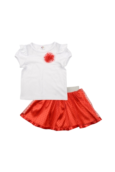 Комплект одежды для девочек Mini Maxi, модель 6189/6190, цвет белый/красный - Комплекты летние