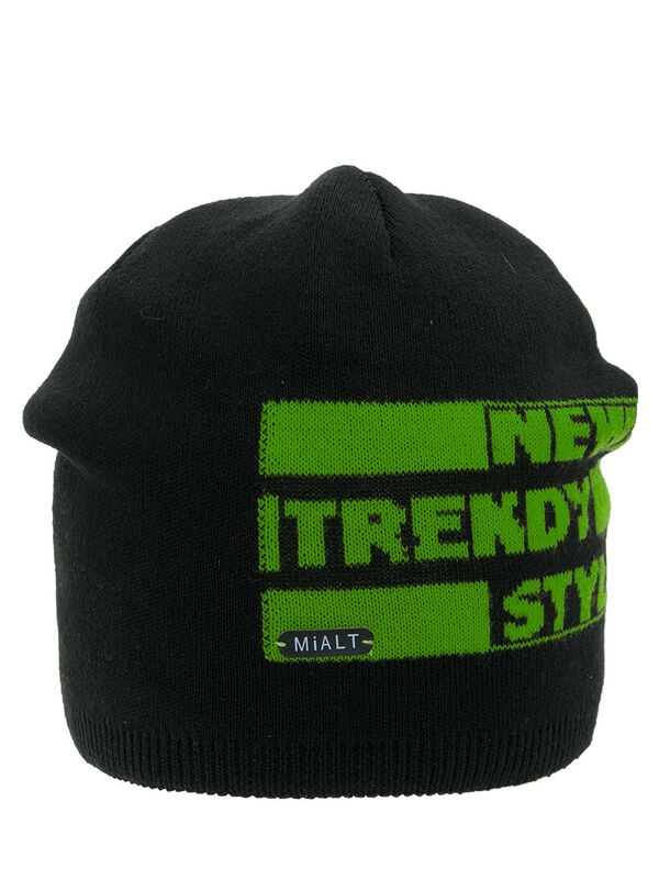 Шапка для мальчика Контур, Миалт черный/зеленый, весна-осень - Шапки весна-осень