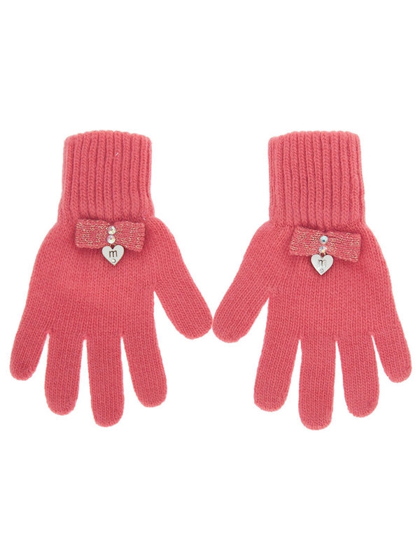 Перчатки для девочки Паутинка, Миалт кораллово-розовый - Перчатки