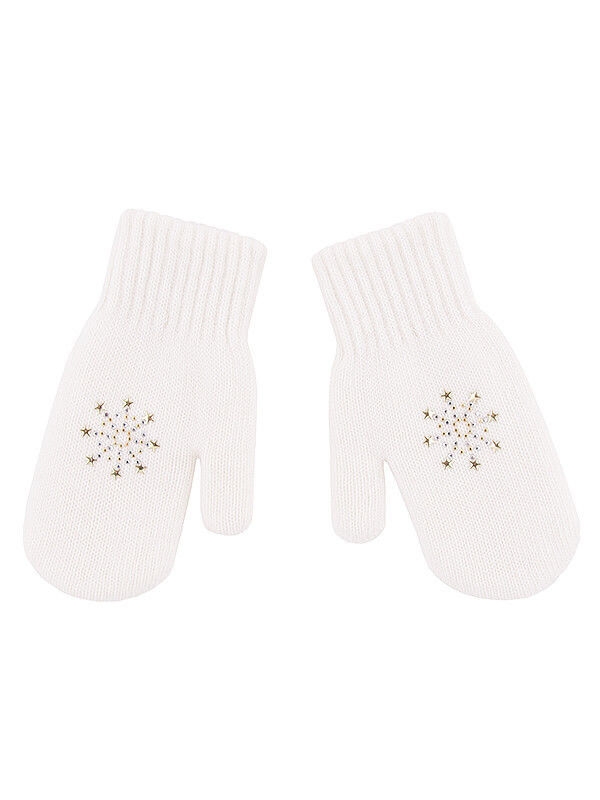Варежки для девочки Иней, Миалт белый, зима - Варежки
