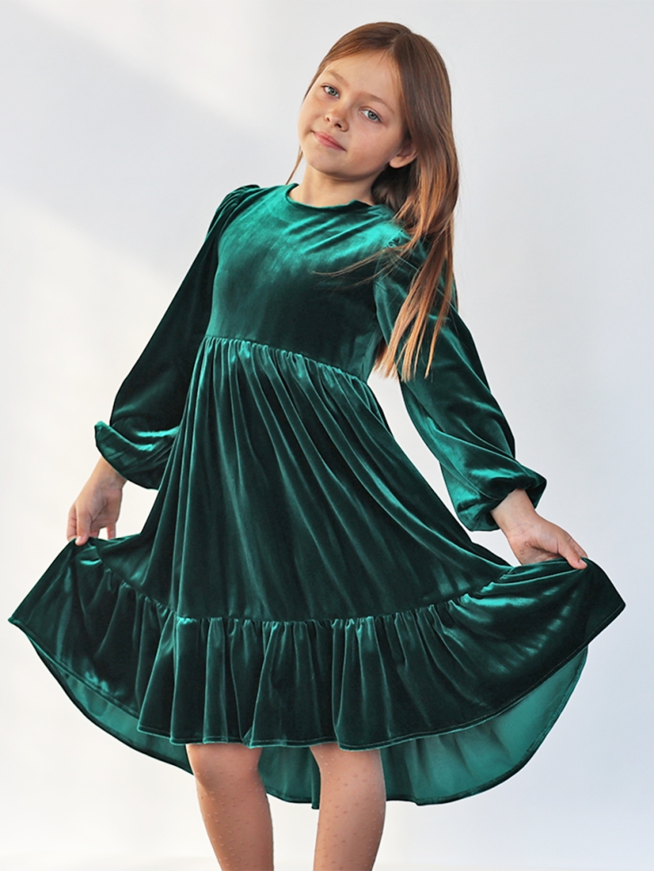 Платье велюровое нарядное БУШОН ST63, цвет изумрудный - Платья коктельные / вечерние
