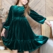 Платье велюровое нарядное БУШОН ST63, цвет изумрудный