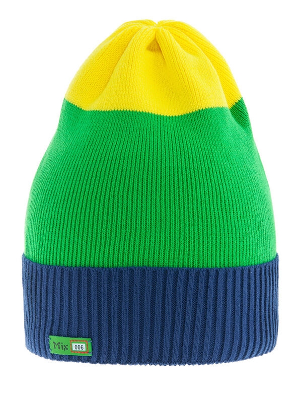 Шапка Самбо, Миалт синий/ярко-зеленый, весна-осень - Шапки весна-осень