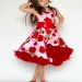 Платье для девочки нарядное БУШОН ST30, стиляги цвет красный/розовый пояс красный, принт цветы