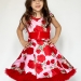 Платье для девочки нарядное БУШОН ST30, стиляги цвет красный/розовый пояс красный, принт цветы