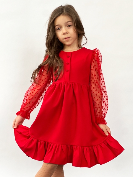 Платье для девочки нарядное БУШОН ST52, цвет красный - Платья коктельные / вечерние