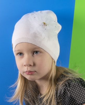 Шапка для девочки Адель, Миалт белый, весна-осень