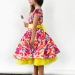 Платье для девочки нарядное БУШОН ST37, стиляги цвет желтый/малиновый/голубой