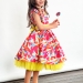 Платье для девочки нарядное БУШОН ST37, стиляги цвет желтый/малиновый/голубой