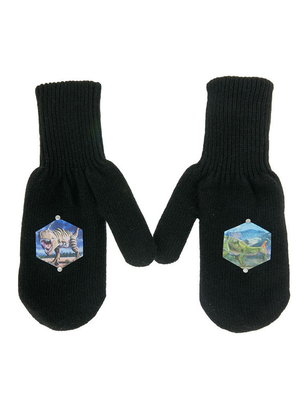 Варежки для мальчика Хищник, Миалт черный - Варежки